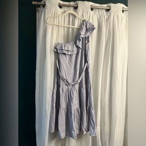 Nicole Miller One Shoulder Light Blue Midi Sundress